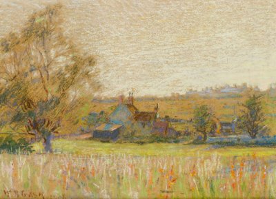 Paesaggio estivo con una fattoria oltre da Walter Bonner Gash